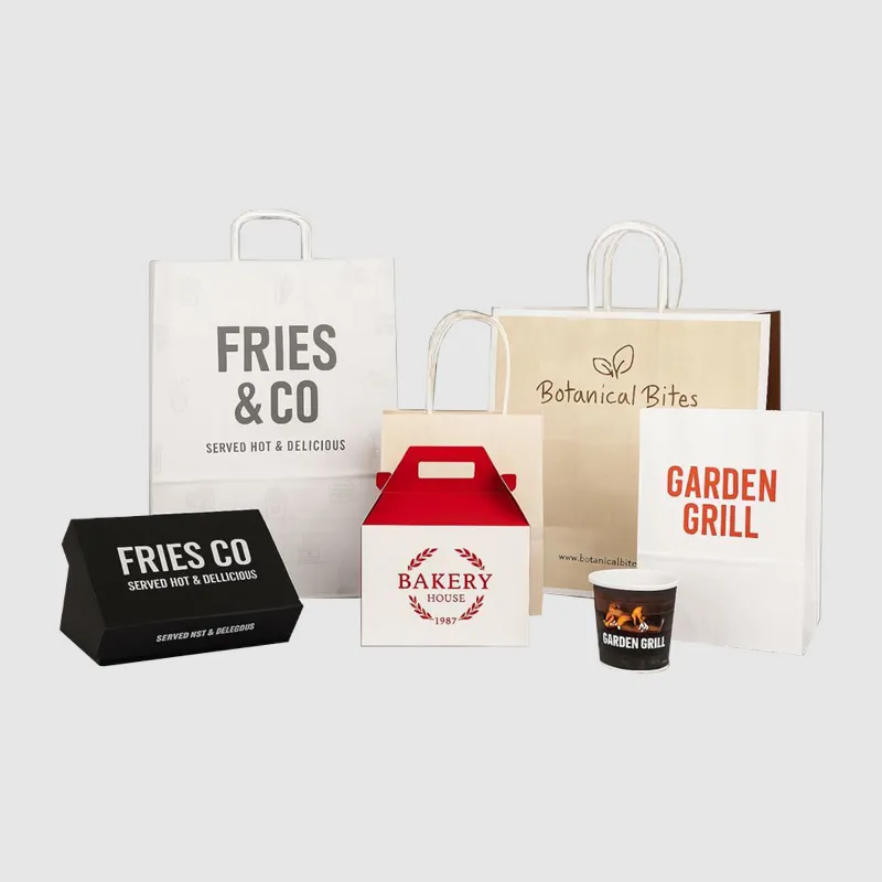 Custom restaurant boxes for takeaway and food delivery made from eco-friendly materials